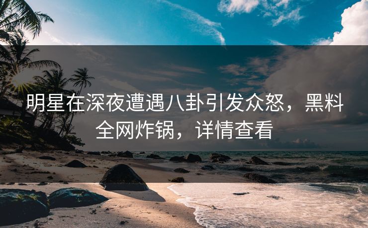 明星在深夜遭遇八卦引发众怒，黑料全网炸锅，详情查看