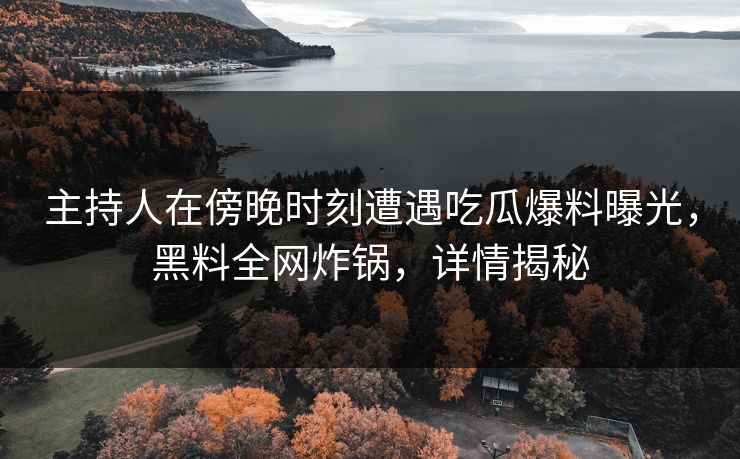 主持人在傍晚时刻遭遇吃瓜爆料曝光，黑料全网炸锅，详情揭秘